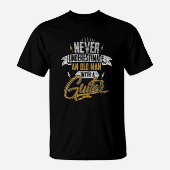 Never Underestimate An Old Man With A Guitar T-Shirt | Crazezy UK