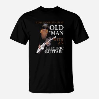 Never Underestimate An Old Man With An Electric Guitar T-Shirt - Monsterry UK