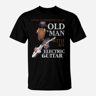 Never Underestimate An Old Man With An Electric Guitar T-Shirt - Monsterry UK