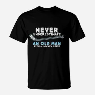 Never Underestimate Hockey Grandpa T-Shirt - Thegiftio UK