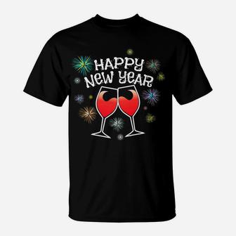 New Years Eve Party Happy New Year Wine Drinker Gift T-Shirt - Thegiftio UK