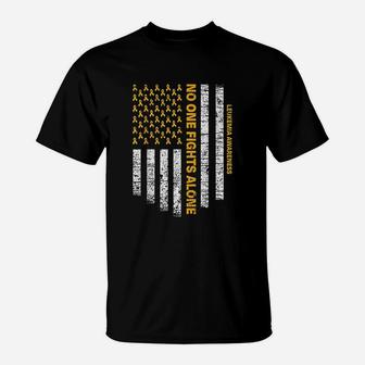 No One Fights Alone Usa Flag Leukemia Awareness T-Shirt | Crazezy AU