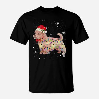 Norfolk Terrier Dog Christmas Light Xmas Mom Dad Gifts T-Shirt | Crazezy