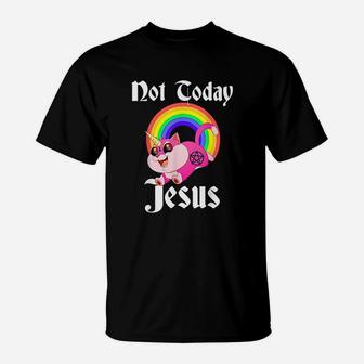Not Today Jesus Cat Rainbow T-Shirt | Crazezy DE