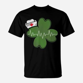 Nurse & Hearbeat Clover Irish St Patricks Day Nursing Gift T-Shirt | Crazezy CA