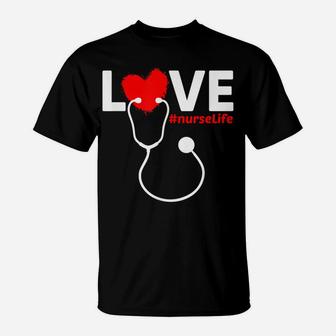 Nurse Life Rn Lpn Cna Healthcare Heart Funny Mothers Day T-Shirt | Crazezy CA