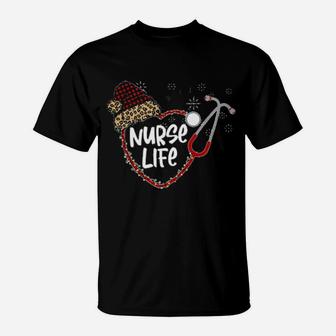 Nurse Life Santa Hat Plaid T-Shirt - Monsterry AU