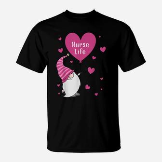 Nurse Life Valentine Gnome Nurse Gift Valentine's Day T-Shirt | Crazezy AU