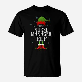 Nurse Manager Elf Xmas Funny Family Matching Christmas T-Shirt | Crazezy