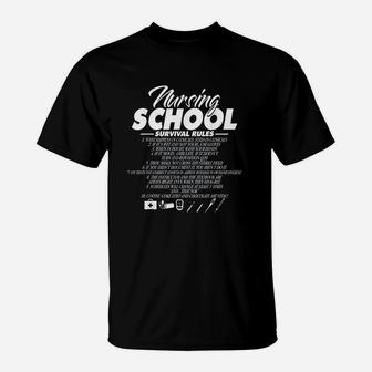 Nursing School Survival Rules Funny Nurse Of Kids Education T-Shirt | Crazezy CA