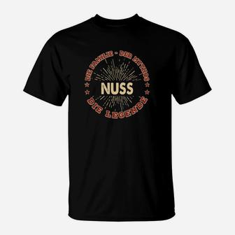 Nuss Die Legende Schwarzes T-Shirt, Aufdruck für Spruchliebhaber - Seseable