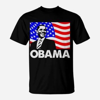 Obama American Flag T-Shirt - Monsterry