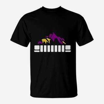 Off Road Xj Front Grill Purple And Gold T-Shirt | Crazezy