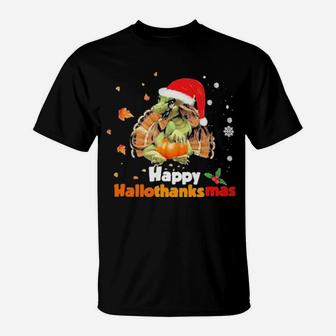 Official Dragon Santa Happy Hallothanksmas T-Shirt - Monsterry