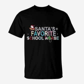 Official Santa's Favorite School Nurse T-Shirt - Monsterry
