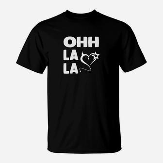 OHH LA LA Schwarzes T-Shirt, Stern Motiv Druck - Seseable