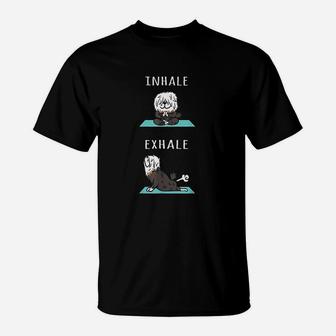 Old English Sheepdog Yoga Inhale Exhale Funny T-Shirt | Crazezy UK