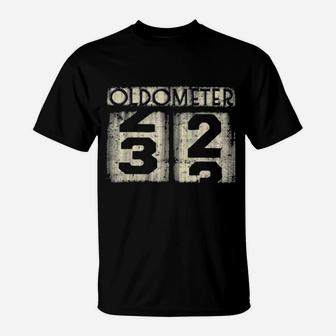 Oldometer 33 Years 33Th Birthday Distressed Cool T-Shirt - Monsterry AU