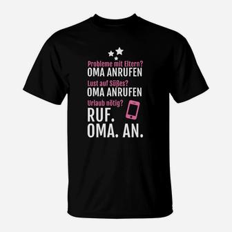 Oma Ratgeber-Themen T-Shirt, Lustiges Ruf Oma an Statement - Seseable