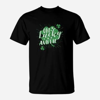 One Lucky Auntie Irish Shamrock St Patricks Day T-Shirt - Thegiftio UK