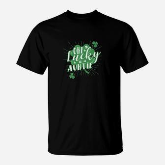 One Lucky Auntie Irish St Patricks Day Shamrock Cute T-Shirt - Monsterry