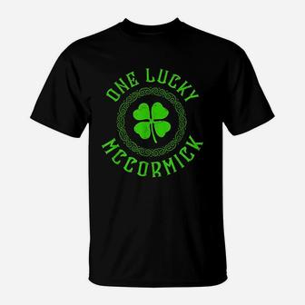 One Lucky Mccormick Irish Last Name Distressed T-Shirt | Crazezy