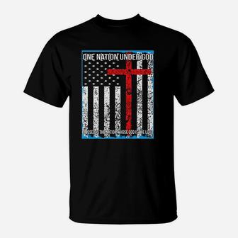 One Nation Under God With Flag Printed T-Shirt | Crazezy