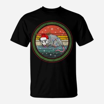 Opossum Lover Possum Santa Hat Reindeer Christmas Pajama Sweatshirt T-Shirt | Crazezy