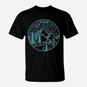 Pacific Northwest Outdoors Trees Mountain T-Shirt | Crazezy