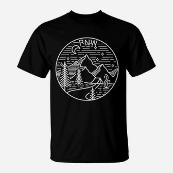 Pacific Northwest Outdoors Trees Mountain T-Shirt | Crazezy UK