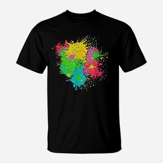 Paint Splashes Splatter Abstract Colourful Design T-Shirt | Crazezy CA