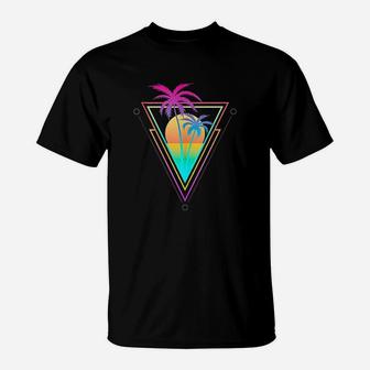 Palm Trees Sunset Beach T-Shirt | Crazezy