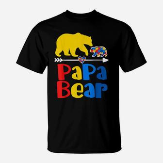 Papa Bear Puzzle Piece Autism Awareness Autism Mom Dad T-Shirt - Monsterry
