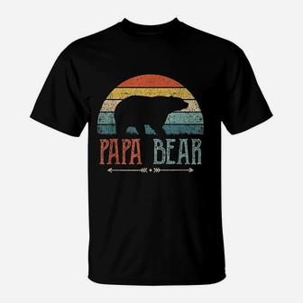 Papa Bear Vintage Daddy Father Day Retro Dad T-Shirt | Crazezy