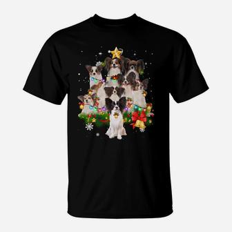 Papillon Christmas Tree Lights Funny Dog Xmas Gift Sweatshirt T-Shirt | Crazezy