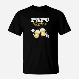 Papu Needs A Beer Grandpa Funny Drinking Men Gift Premium T-Shirt - Thegiftio UK