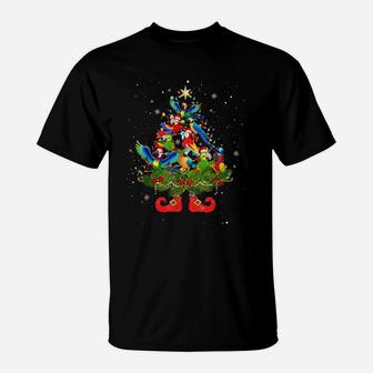 Parrots Christmas Tree Lights Funny Santa Hat Lover T-Shirt | Crazezy
