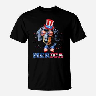 Patriotic Dachshund 4Th Of July American Flag Merica T-Shirt - Monsterry UK