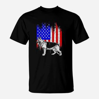 Patriotic German Shepherd American Flag Dog Lover Gift T-Shirt | Crazezy UK