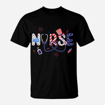 Patriotic Nurse 4Th Of July American Flag Independence Day T-Shirt - Monsterry UK