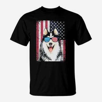 Patriotic Siberian Husky Dog 4Th Of July Usa American Flag T-Shirt - Monsterry UK