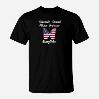 Patriotisches T-Shirt in Schwarz mit Amerikanischer Flagge & Deutschem Text - Seseable