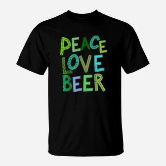 Peace Love Beer St Patricks Day Irish Drinking T-Shirt - Monsterry UK