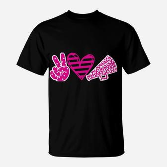 Peace Love Cheer Cheerleader Teen Girls Funny Cheerleading T-Shirt | Crazezy AU