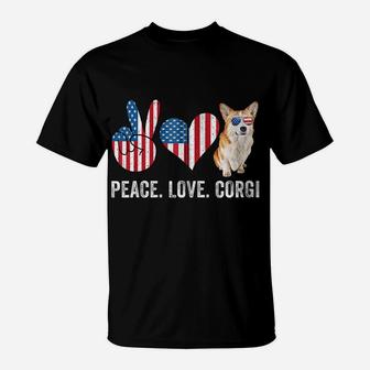 Peace Love Corgi Dad Mom American Flag Corgi Dog Lover Owner Zip Hoodie T-Shirt | Crazezy AU