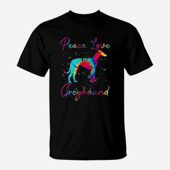 Peace Love Greyhound Funny Dog Lover Gift T-Shirt | Crazezy UK