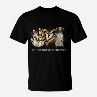 Peace Love Gsp German Shorthaired Pointer Dog Lover T-Shirt | Crazezy