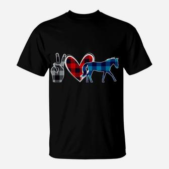 Peace Love Horses Cute Horse Equestrian Riding Girls Women T-Shirt | Crazezy
