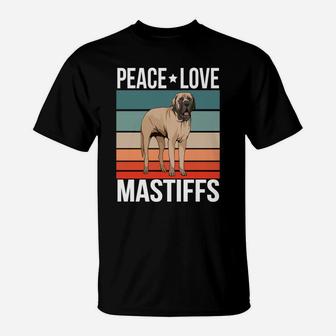 Peace Love Mastiffs Quote Retro Dog Owner Vintage T-Shirt | Crazezy DE