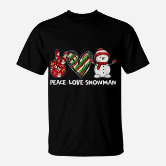 Peace Love Santa Snowman Family Matching Christmas Pajamas T-Shirt | Crazezy